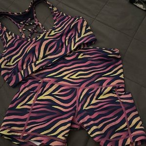 Feed Me Fight Me shorts and sports bra set